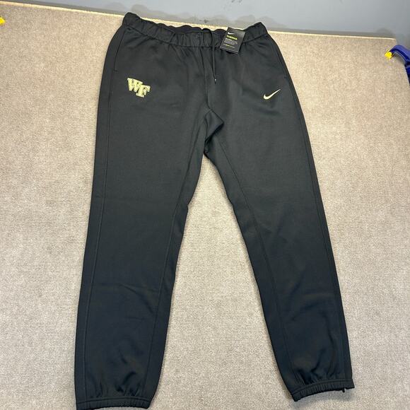 Wake Forest Nike Training Sweatpants Women's Large Black Fleece Ankle Zip NEW - Picture 1 of 13